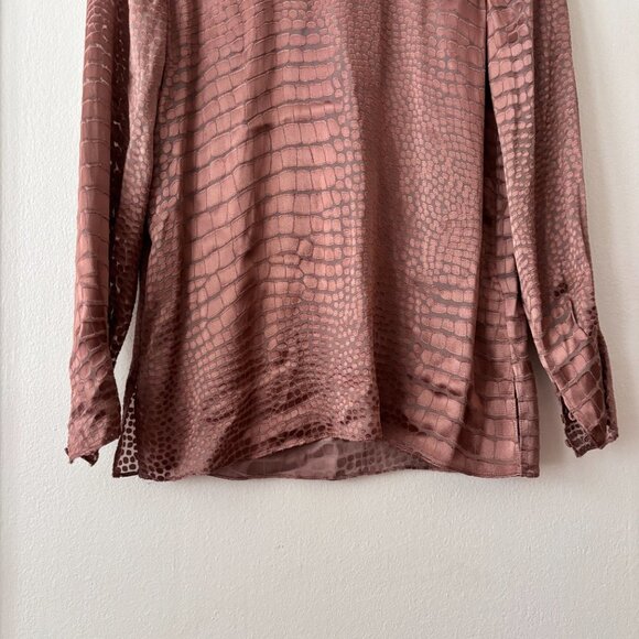 Reiss Della Burnout Snake Print Silk Blend Blouse - Picture 7 of 10